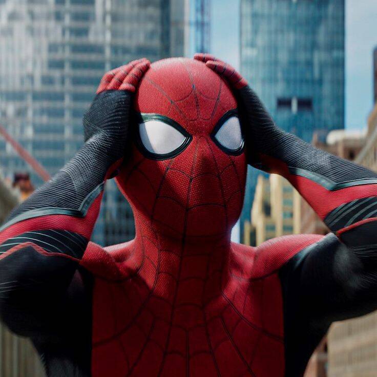 Spiderman pfp Profile Picture with Hands on Head in Urban Setting
