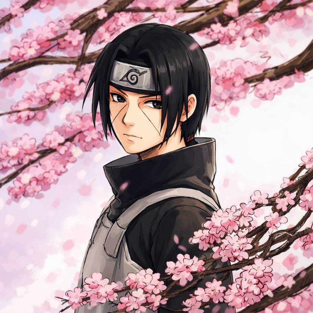 Itachi Uchiha pfp Profile Picture Cherry Blossom Background