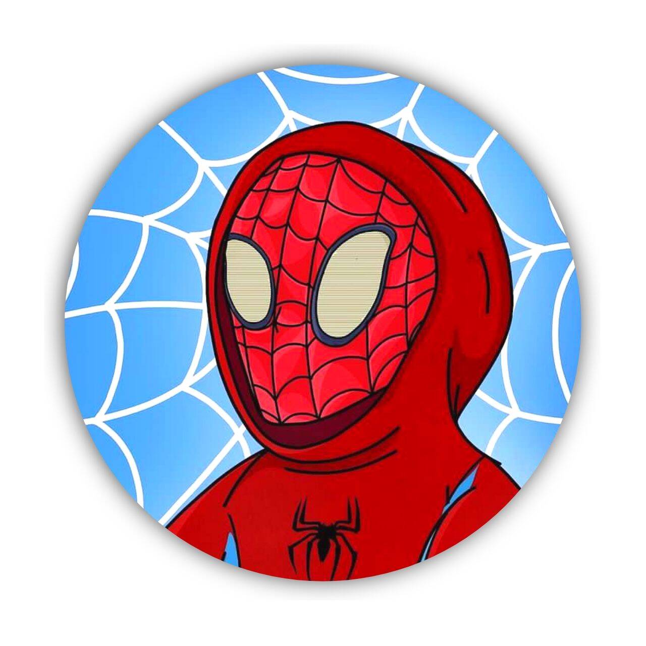 Spiderman pfp Profile Picture with Red Hoodie and Web Background