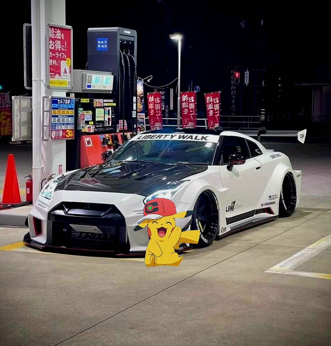 Liberty Walk Nissan GT R R35 Car pfp Profile Picture with Pikachu