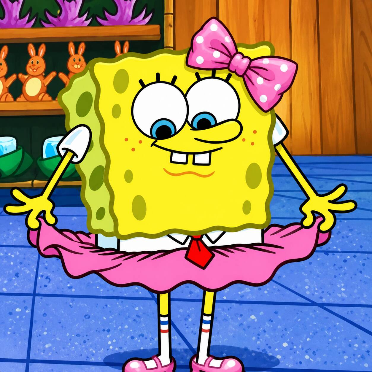 Spongebob pfp Profile Picture in a Cute Pink Skirt