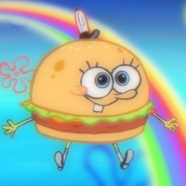 Spongebob pfp Profile Picture Cute Burger SpongeBob with Happy Smile