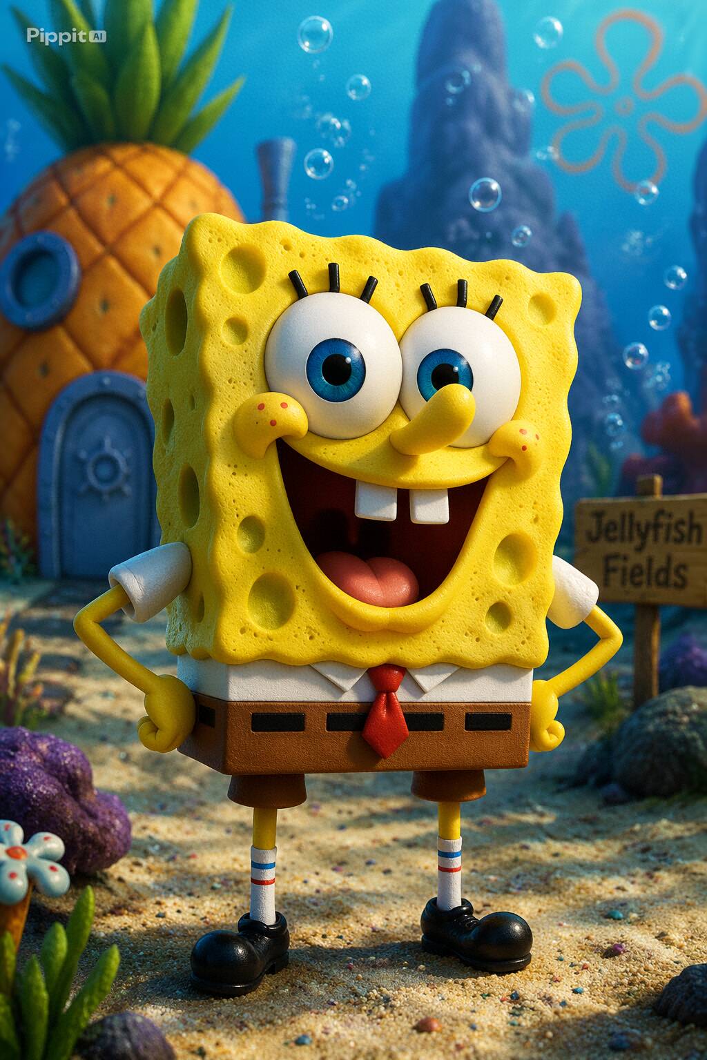 Spongebob pfp Profile Picture Happy at Jellyfish Fields