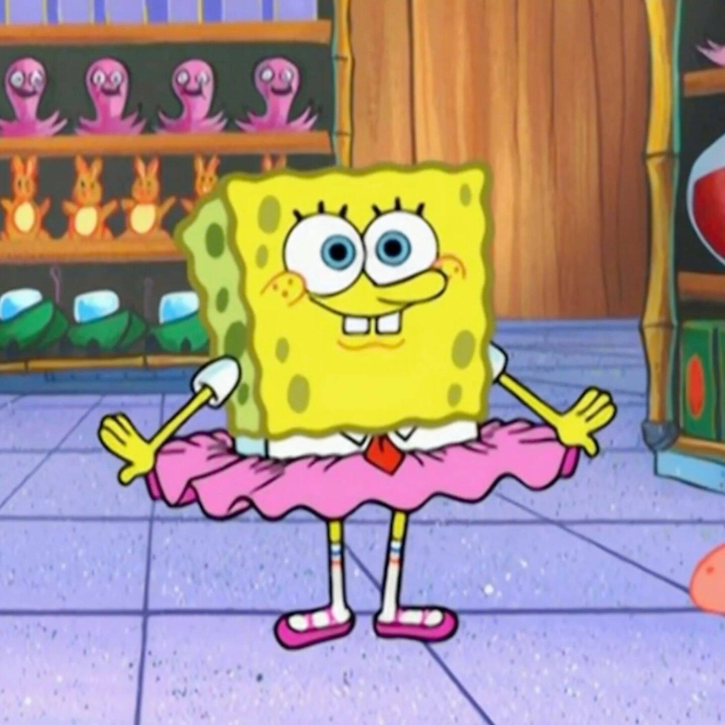 Spongebob pfp Profile Picture in Pink Tutu Dancing
