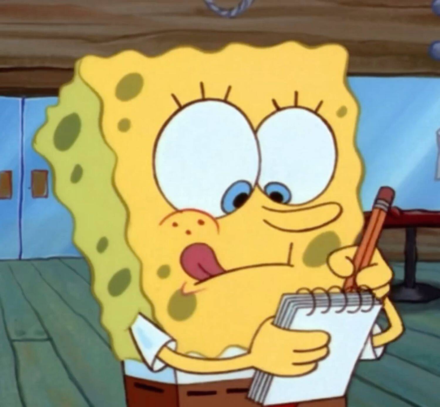 Spongebob pfp Profile Picture Writing in Notebook