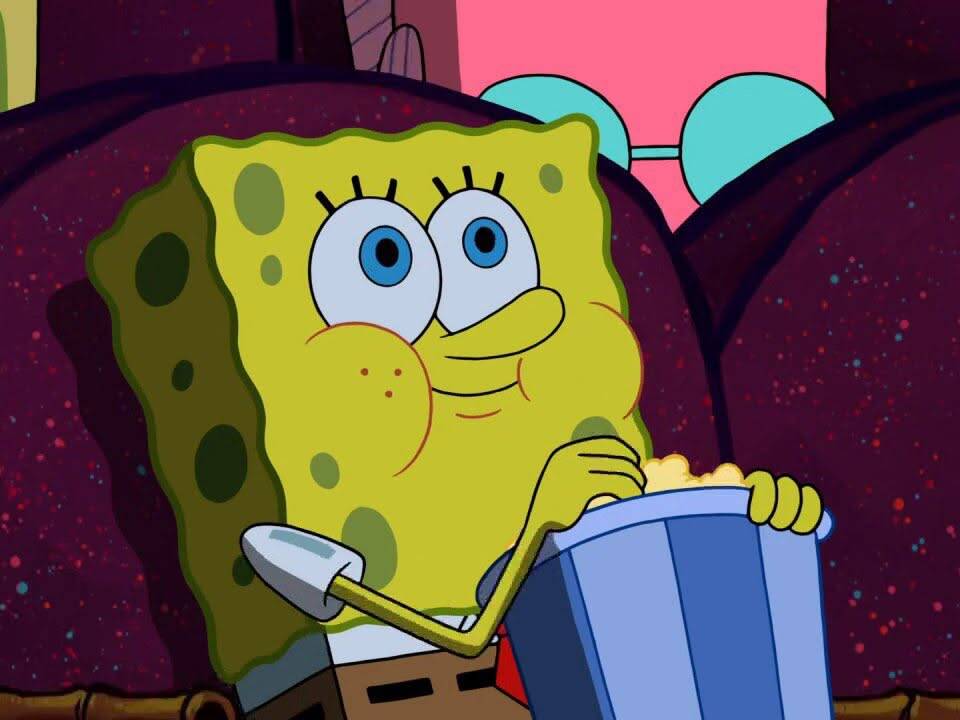 Spongebob pfp Profile Picture Watching Movie with Popcorn