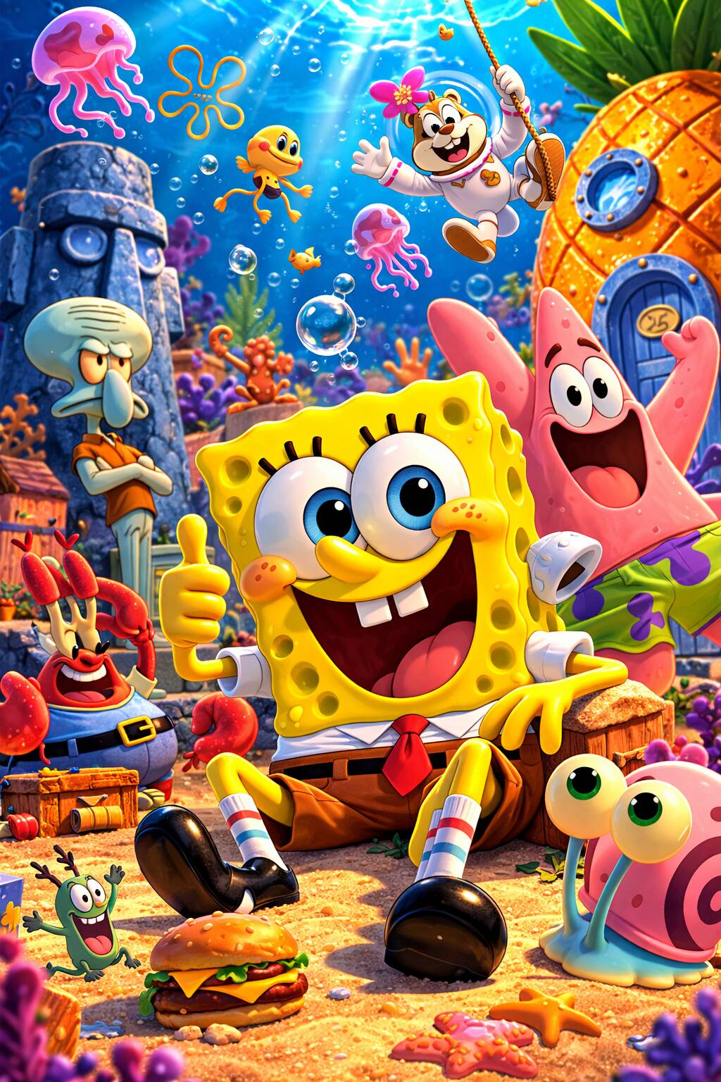 Spongebob pfp Profile Picture with Friends Under the Sea