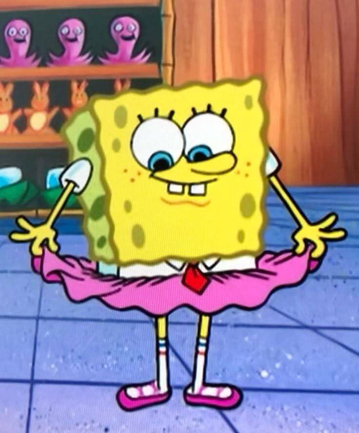 Spongebob pfp Profile Picture in Pink Skirt Outfit