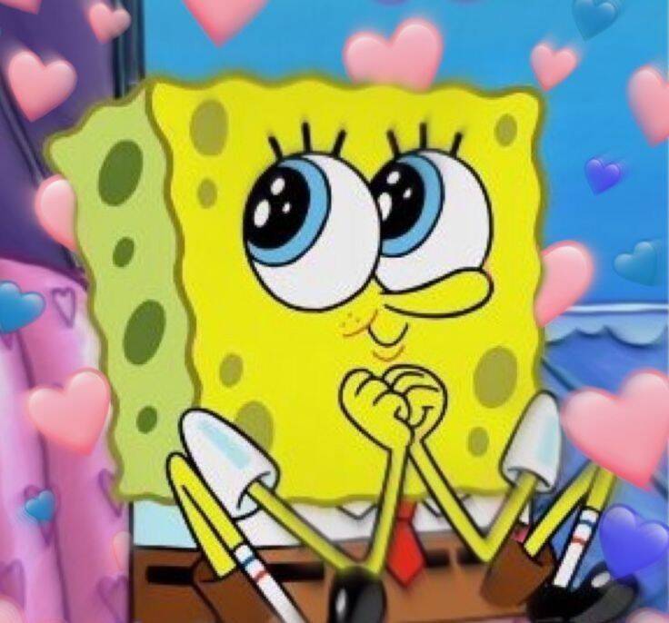 Spongebob pfp Profile Picture Cute Heart Background
