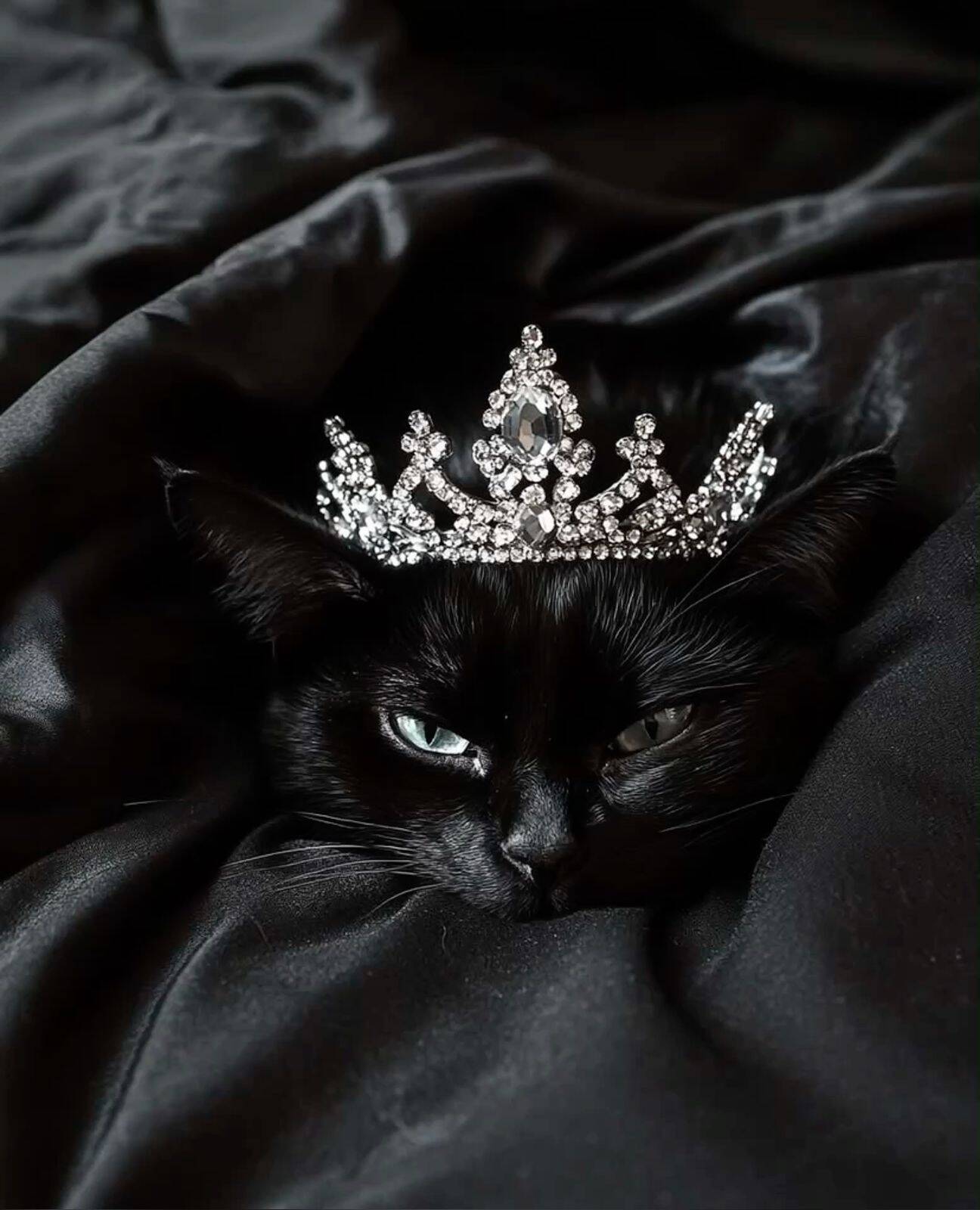 Majestic Black Cat pfp Profile Picture with Crown