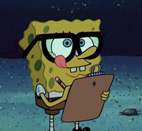 Spongebob pfp Profile Picture Nerdy with Glasses and Clipboard