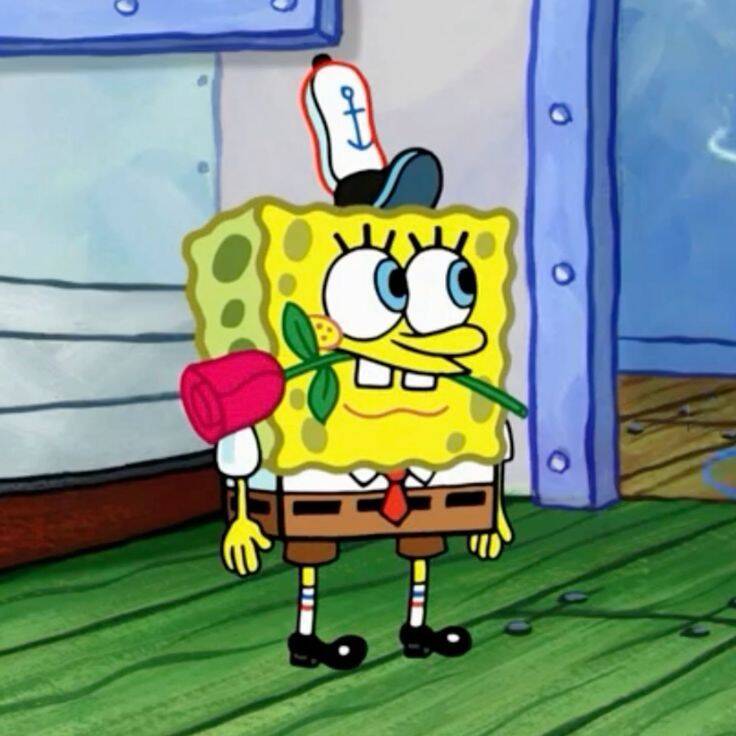 Spongebob pfp Profile Picture Romantic with Rose