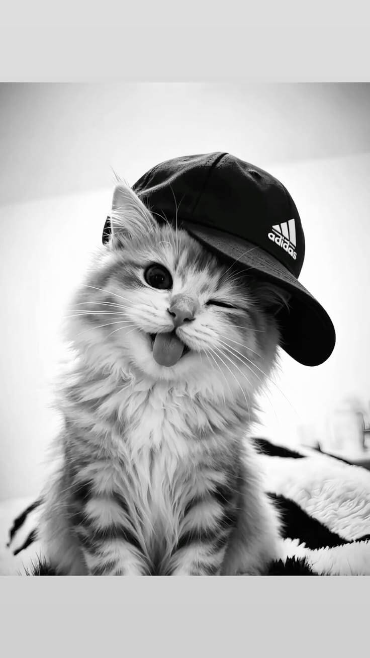 Playful Black Cat pfp Profile Picture with Cap