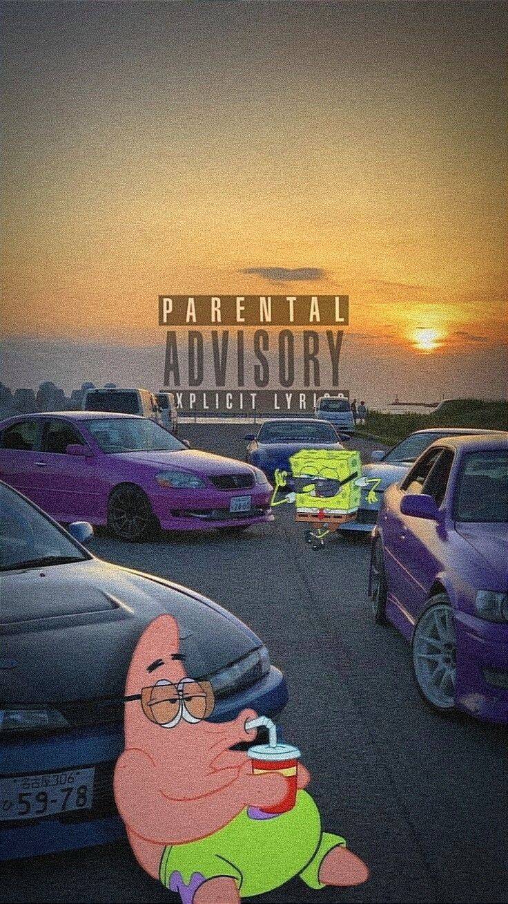 Spongebob pfp Profile Picture with Patrick at Sunset Car Meet