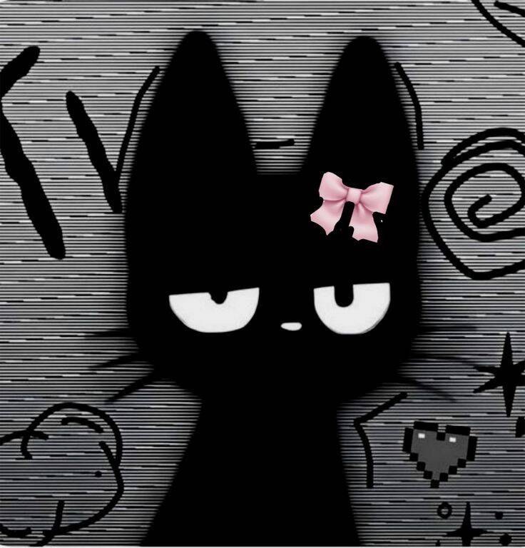 Cute Pink Bow Black Cat pfp Profile Picture