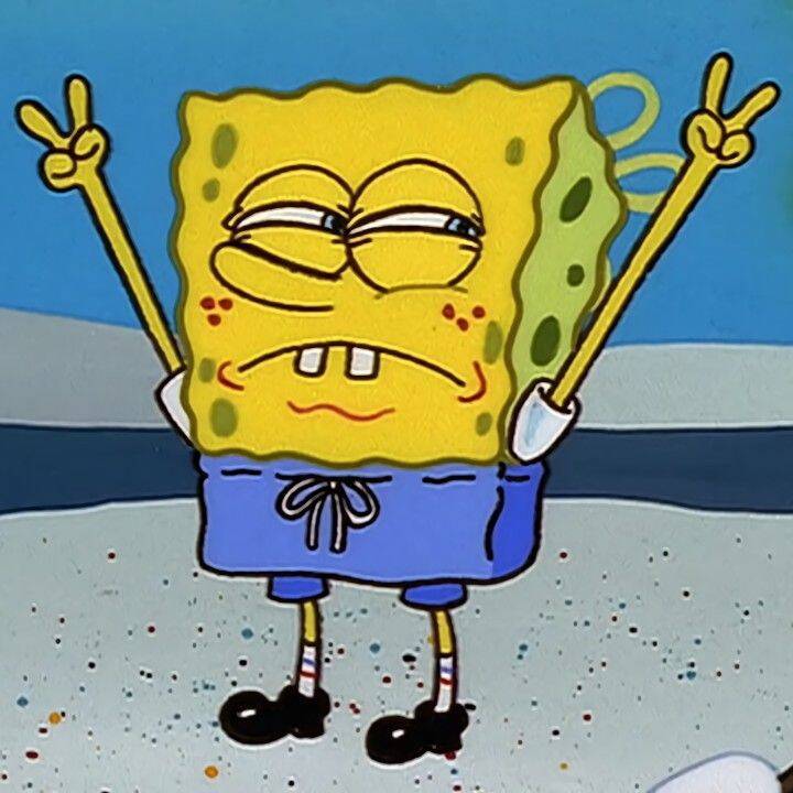 Spongebob pfp Profile Picture Victory Pose Funny Face