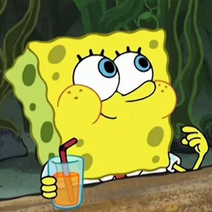 Spongebob pfp Profile Picture Relaxing with Drink