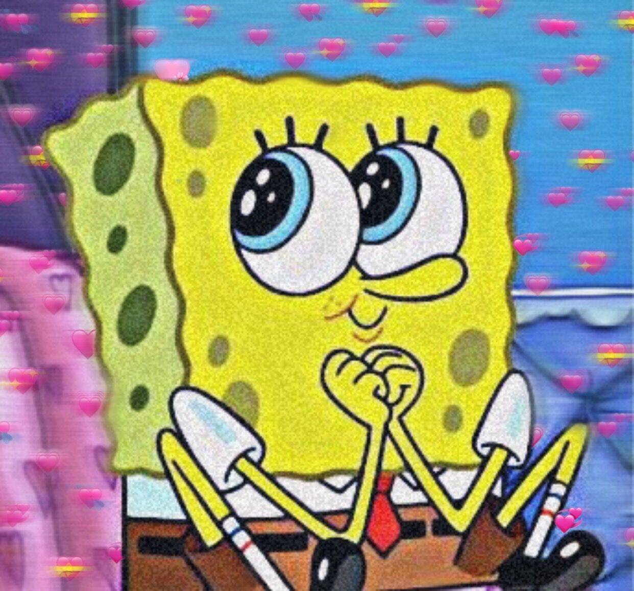 Spongebob pfp Profile Picture Cute Heart Background