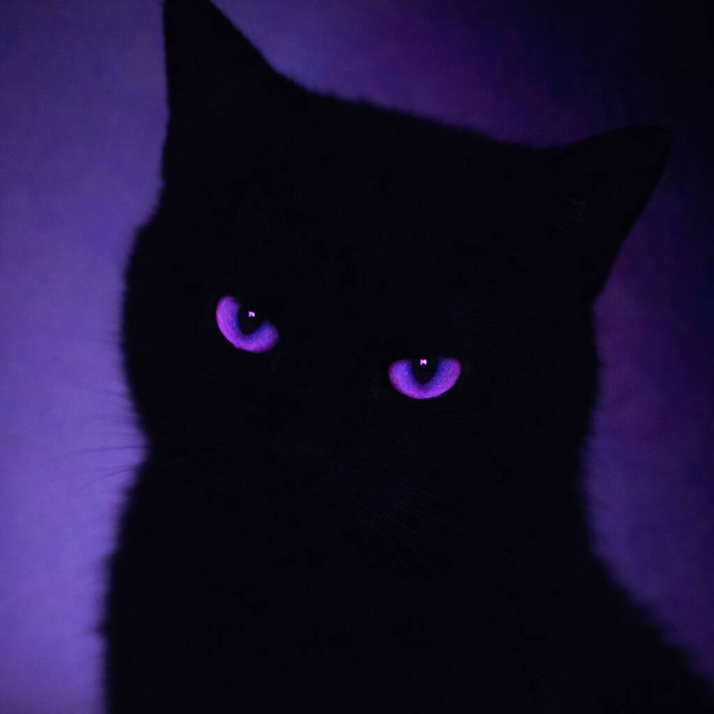 Mystical Purple Eyes Black Cat pfp Profile Picture