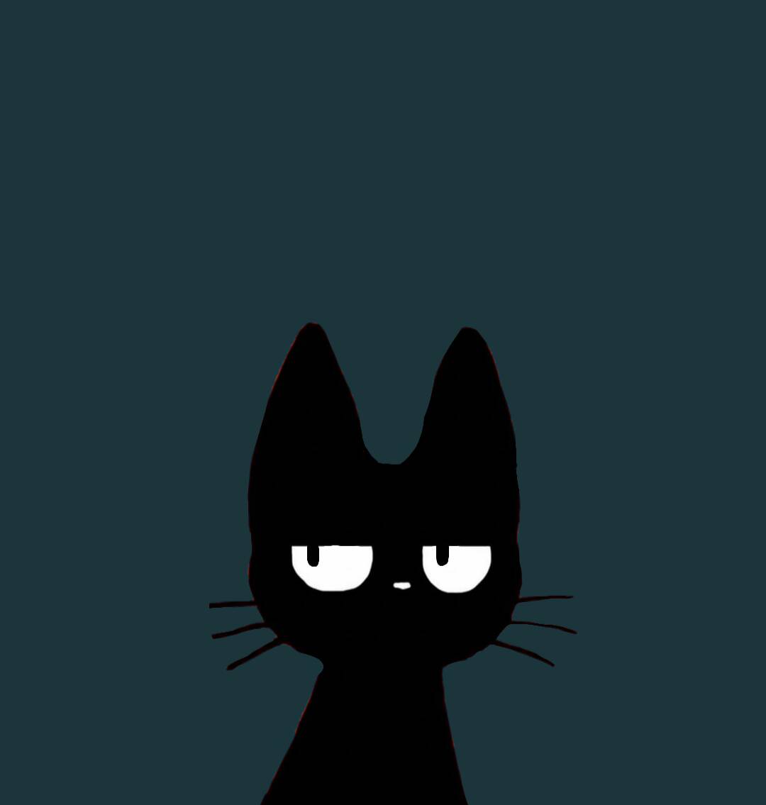 Minimalist Black Cat pfp Profile Picture with Moody Expression