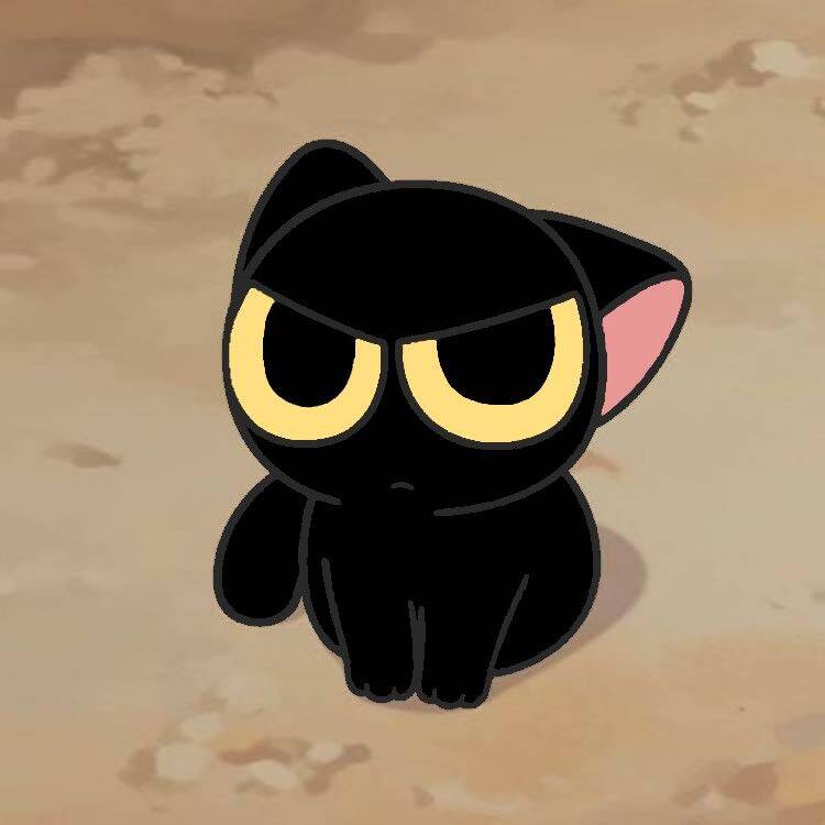 Cartoon Black Cat pfp Profile Picture with Yellow Eyes