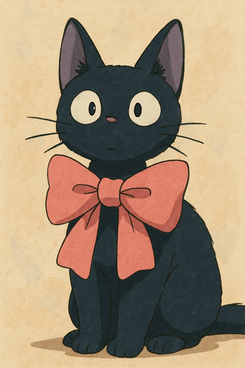 Anime Style Black Cat pfp Profile Picture with Red Bow