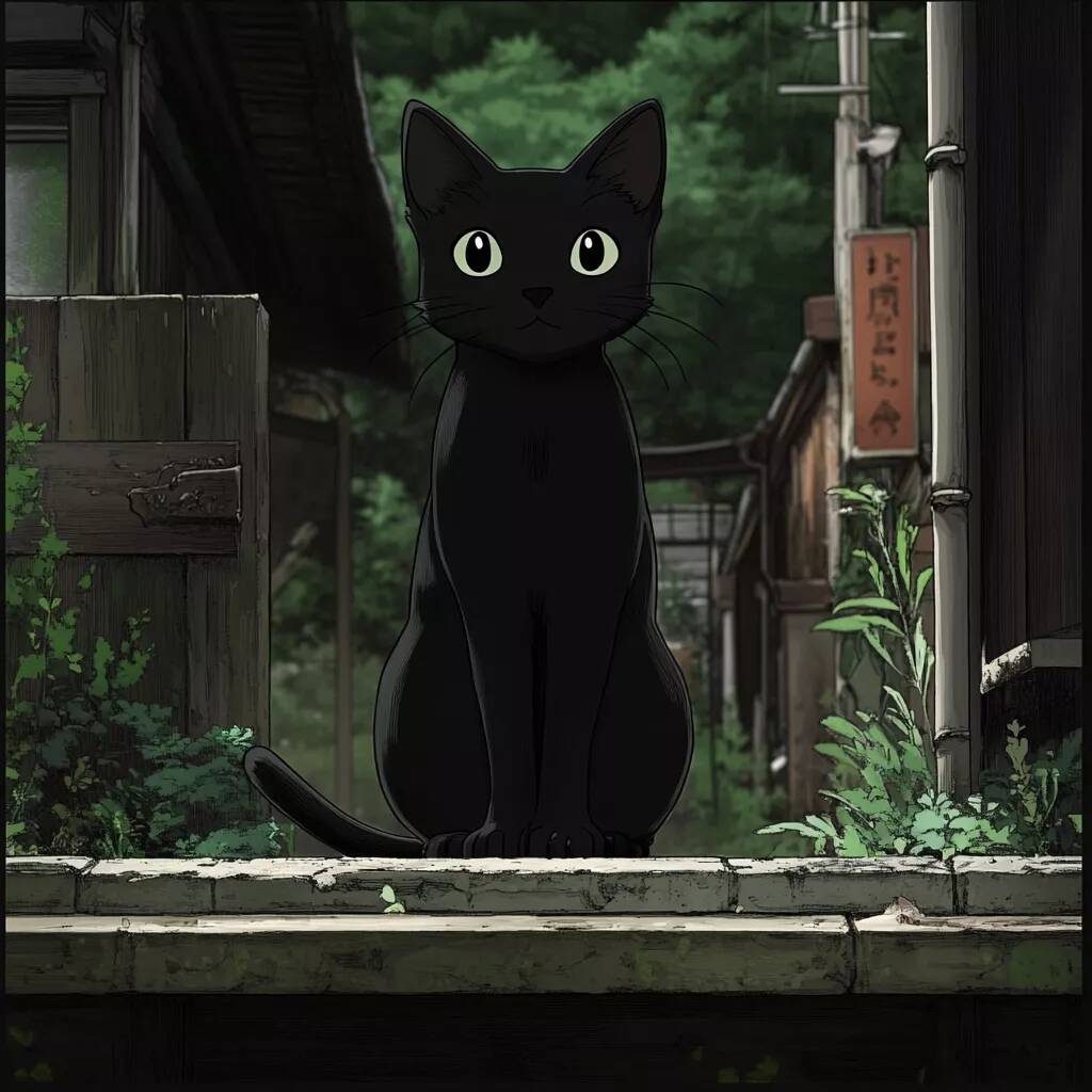 Mysterious Alley Black Cat pfp Profile Picture