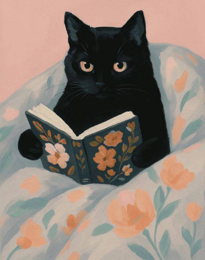 Black Cat pfp Profile Picture Cozy Reading