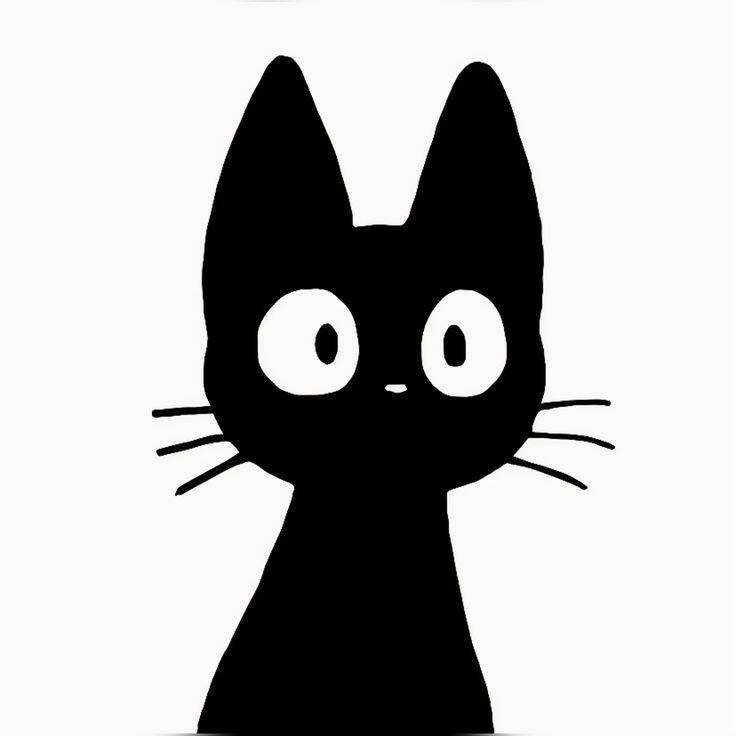 Minimalist Black Cat pfp Profile Picture with Wide Eyes