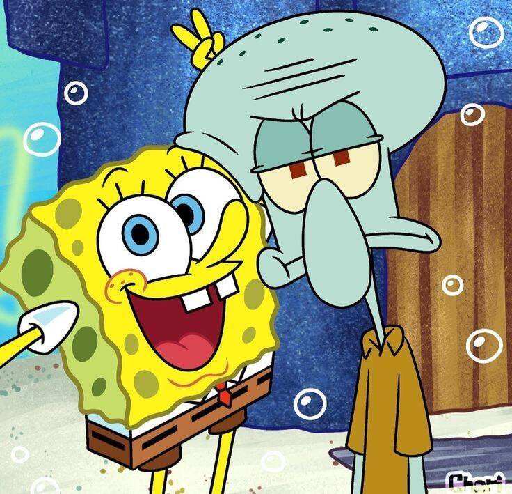 Spongebob pfp Profile Picture with Squidward Happy Pose