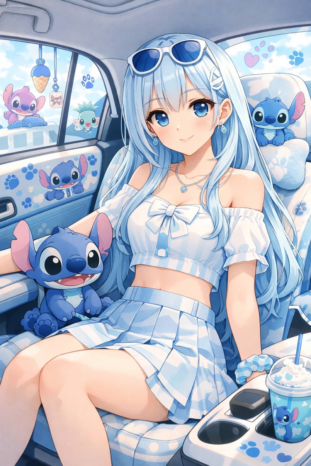 Stitch pfp Profile Picture Aesthetic Blue Vibes in Car
