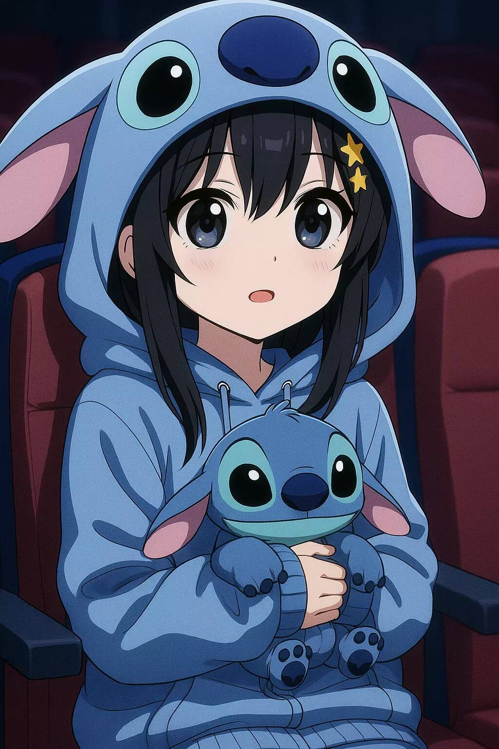 Stitch pfp Profile Picture Cute Anime Girl with Stitch Hoodie