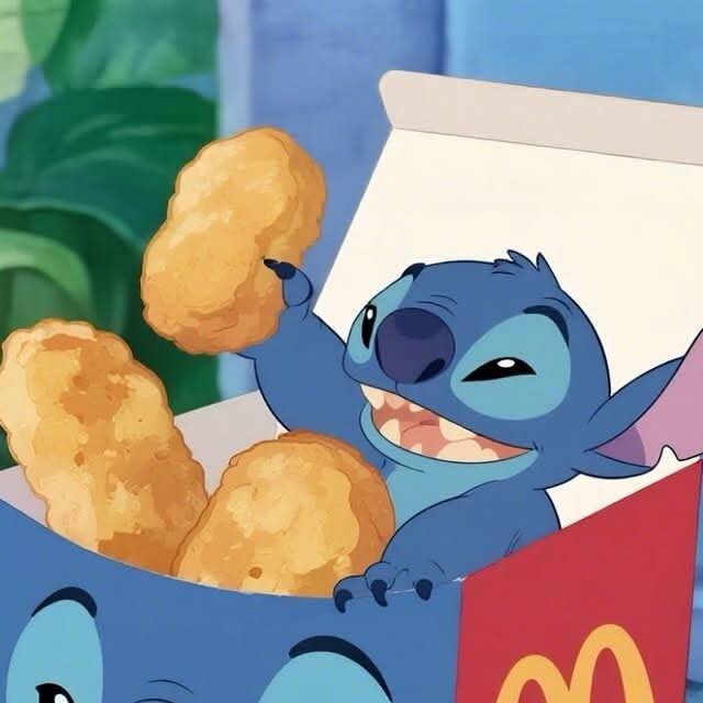 Stitch pfp Profile Picture Enjoying Chicken Nuggets