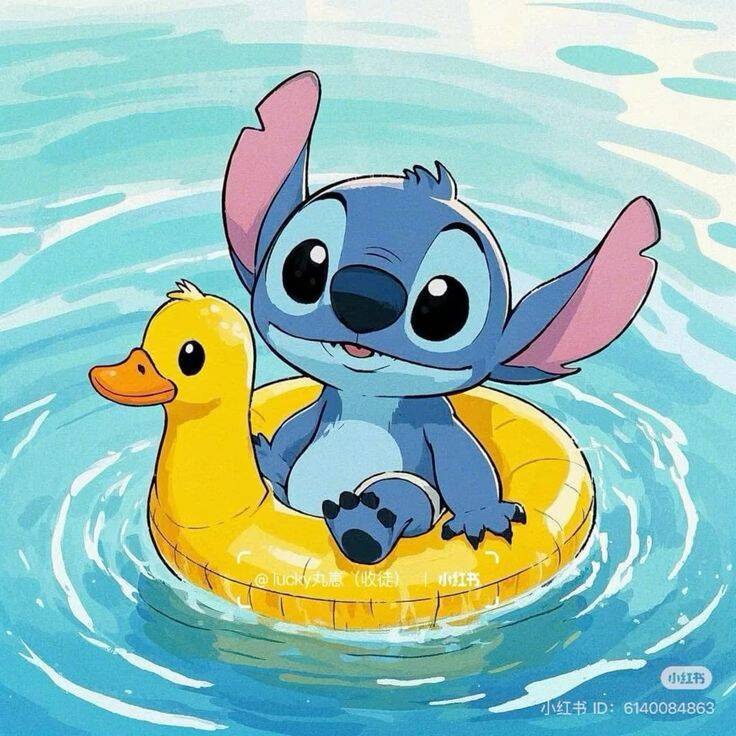 Stitch pfp Profile Picture Relaxing in Duck Float