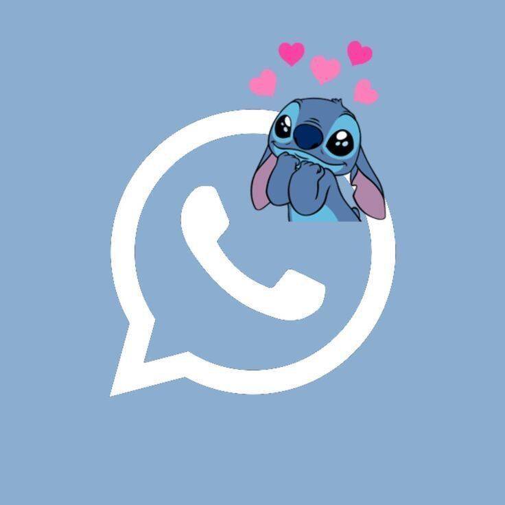 Stitch pfp Profile Picture with Heart Emojis on Blue Background