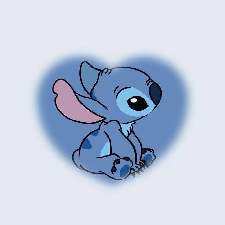 Stitch pfp Profile Picture Cute Sitting in Blue Heart