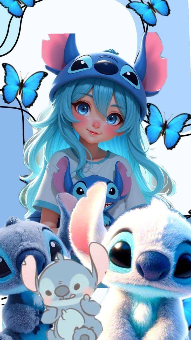 Stitch pfp Profile Picture with Blue Butterflies