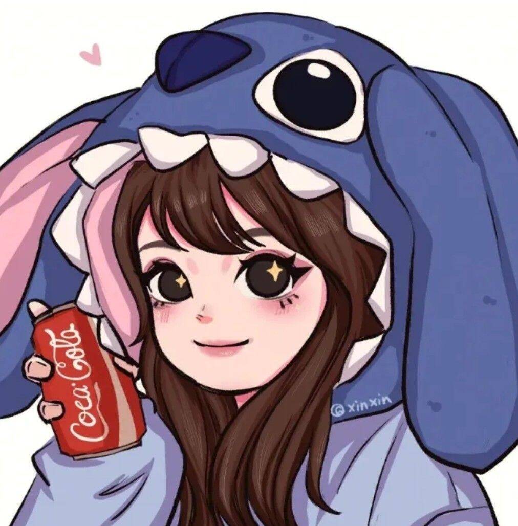 Stitch pfp Profile Picture Cute Girl with Soda