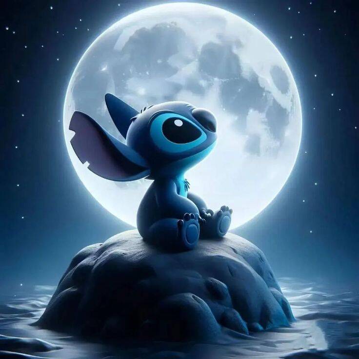 Stitch pfp Profile Picture Under Full Moon