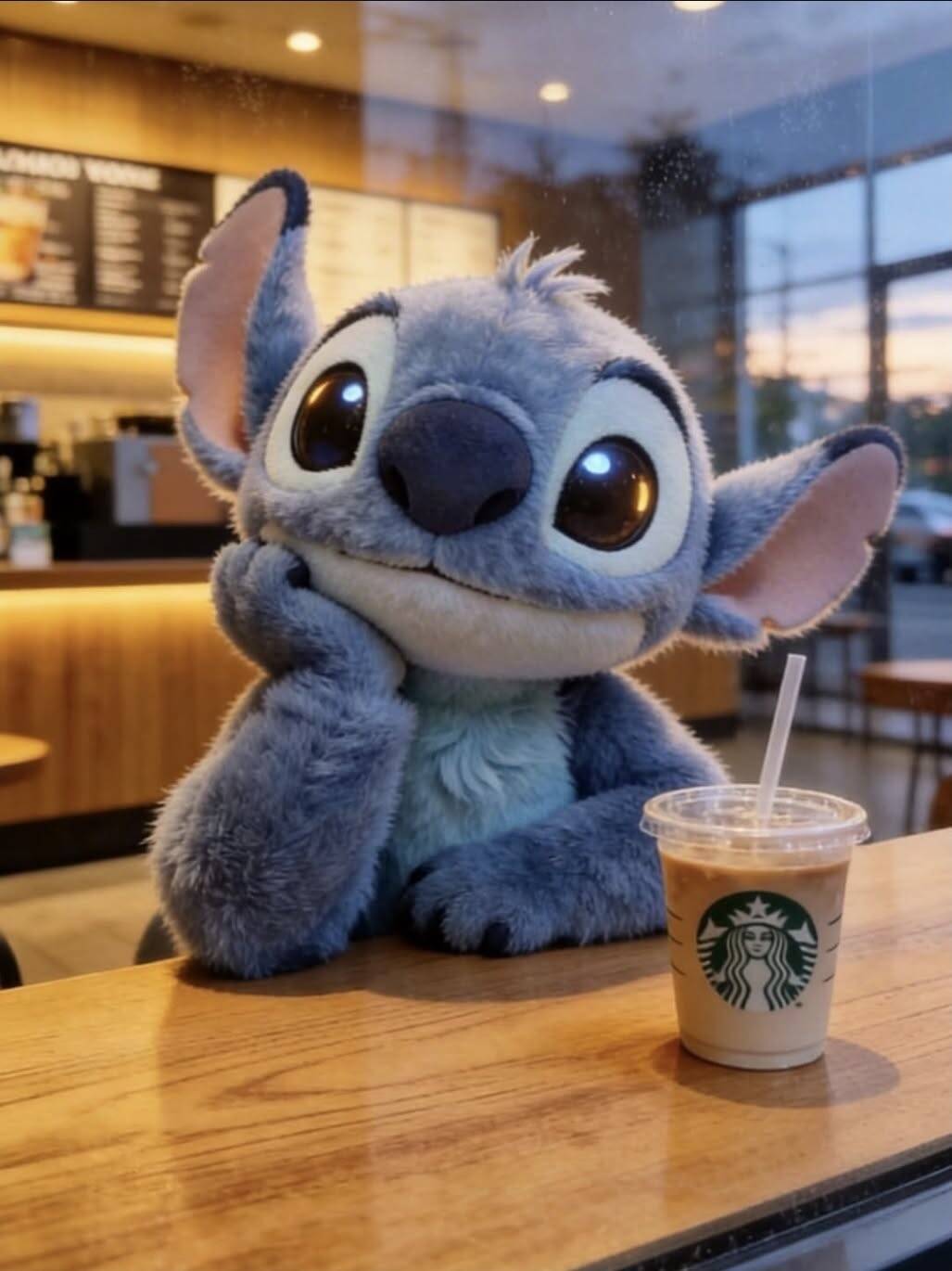 Stitch pfp Profile Picture Relaxing at Coffee Shop