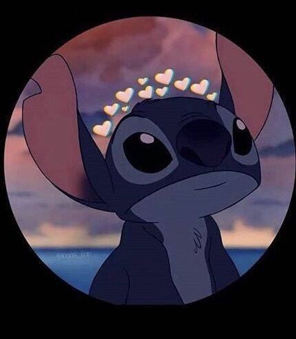 Stitch pfp Profile Picture with Heart Crown at Sunset