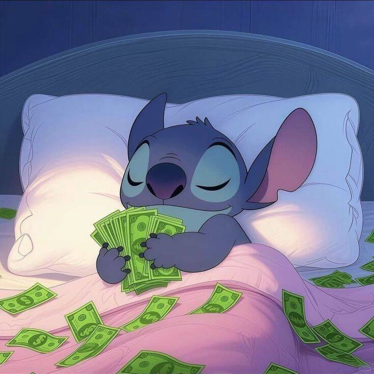 Stitch pfp Profile Picture Sleeping with Money