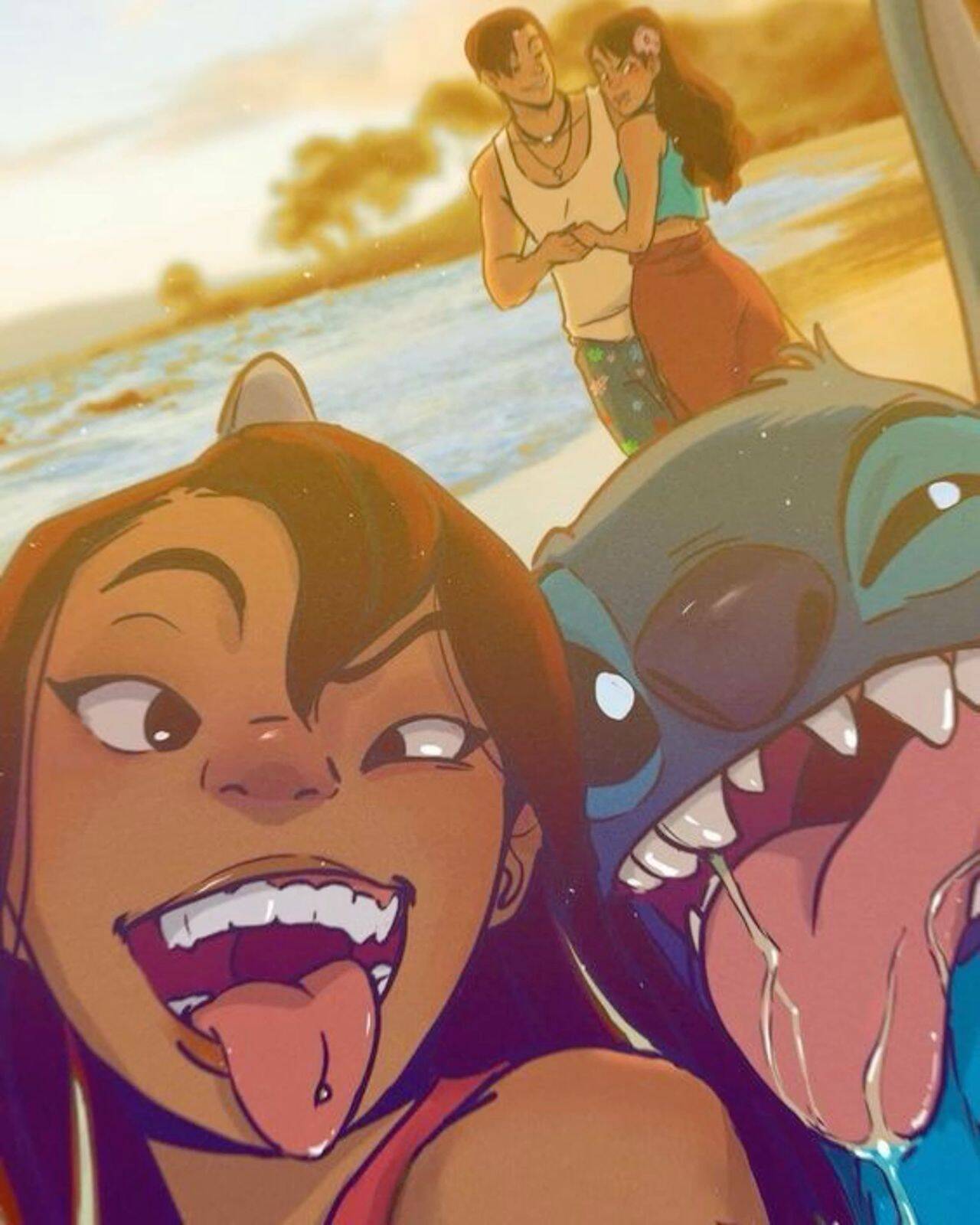 Stitch pfp Profile Picture with Lilo Beach Fun