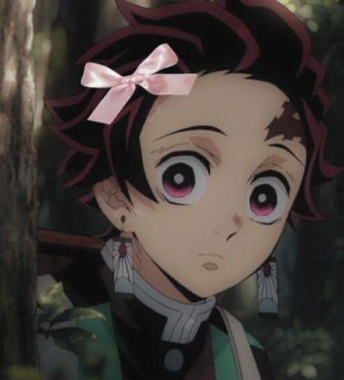 Demon Slayer pfp Profile Picture Tanjiro with Pink Bow