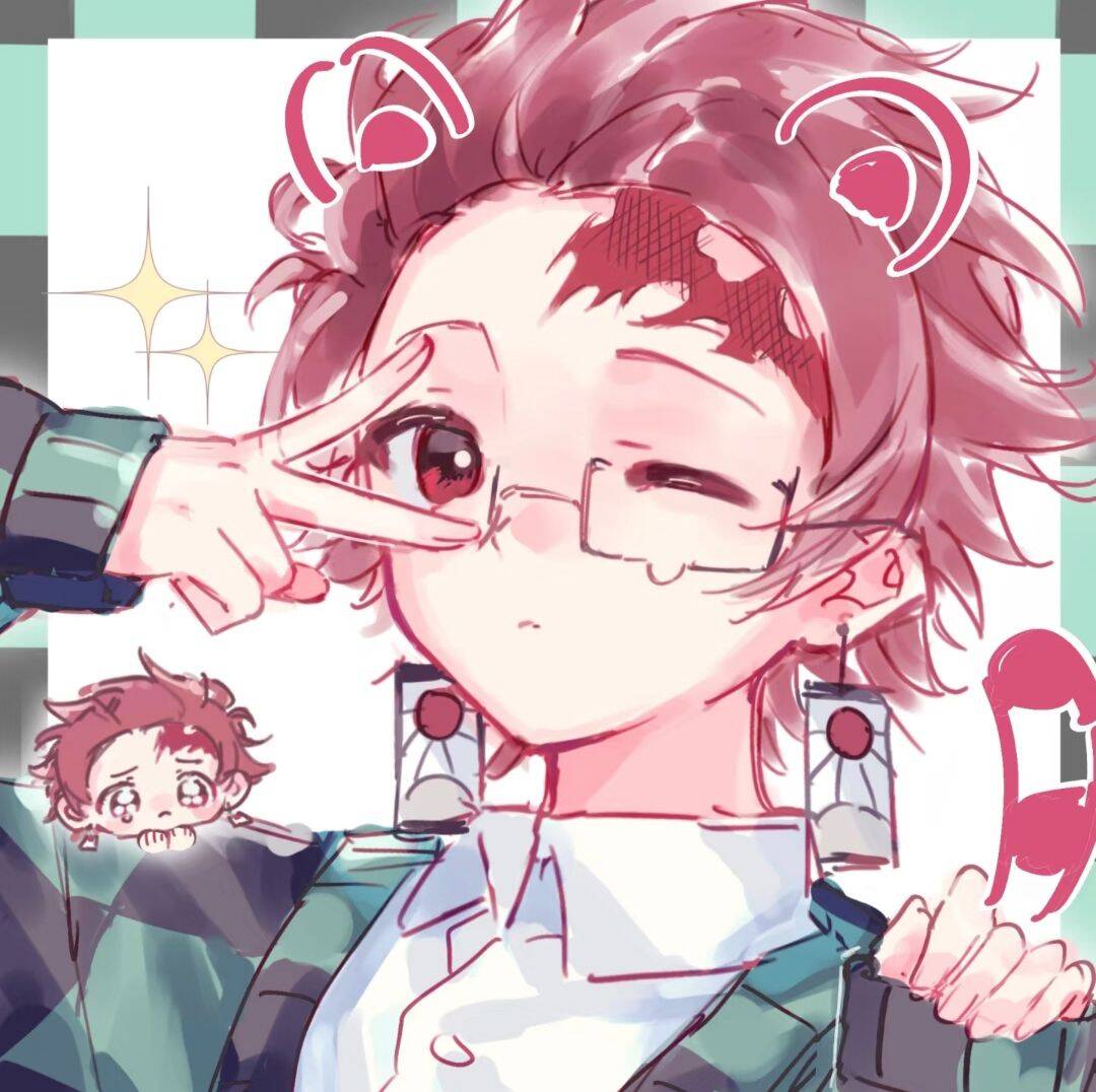 Demon Slayer pfp Profile Picture Tanjiro Glasses Cute Pose