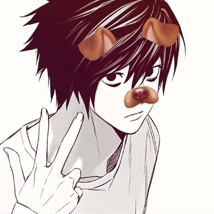 Death Note pfp Profile Picture L with Dog Filter