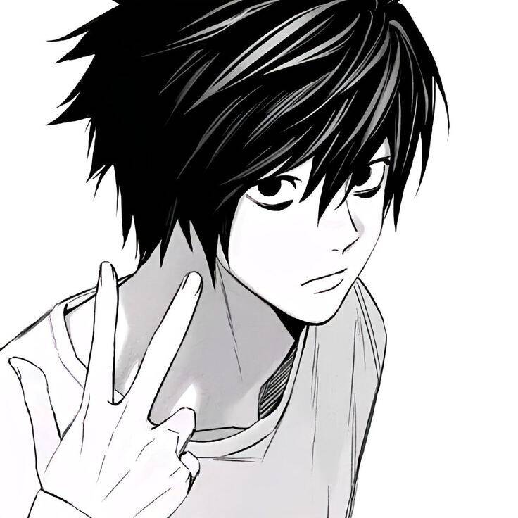 Death Note pfp Profile Picture L Peace Sign Pose