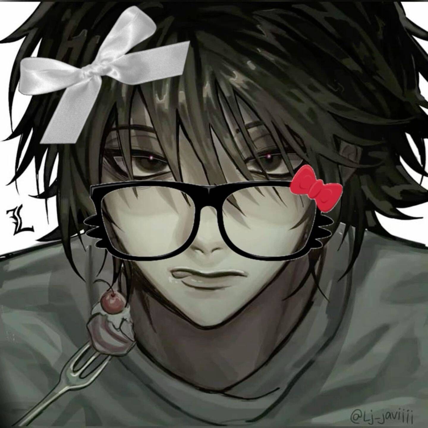 Death Note pfp Profile Picture L Cute Glasses and Bow