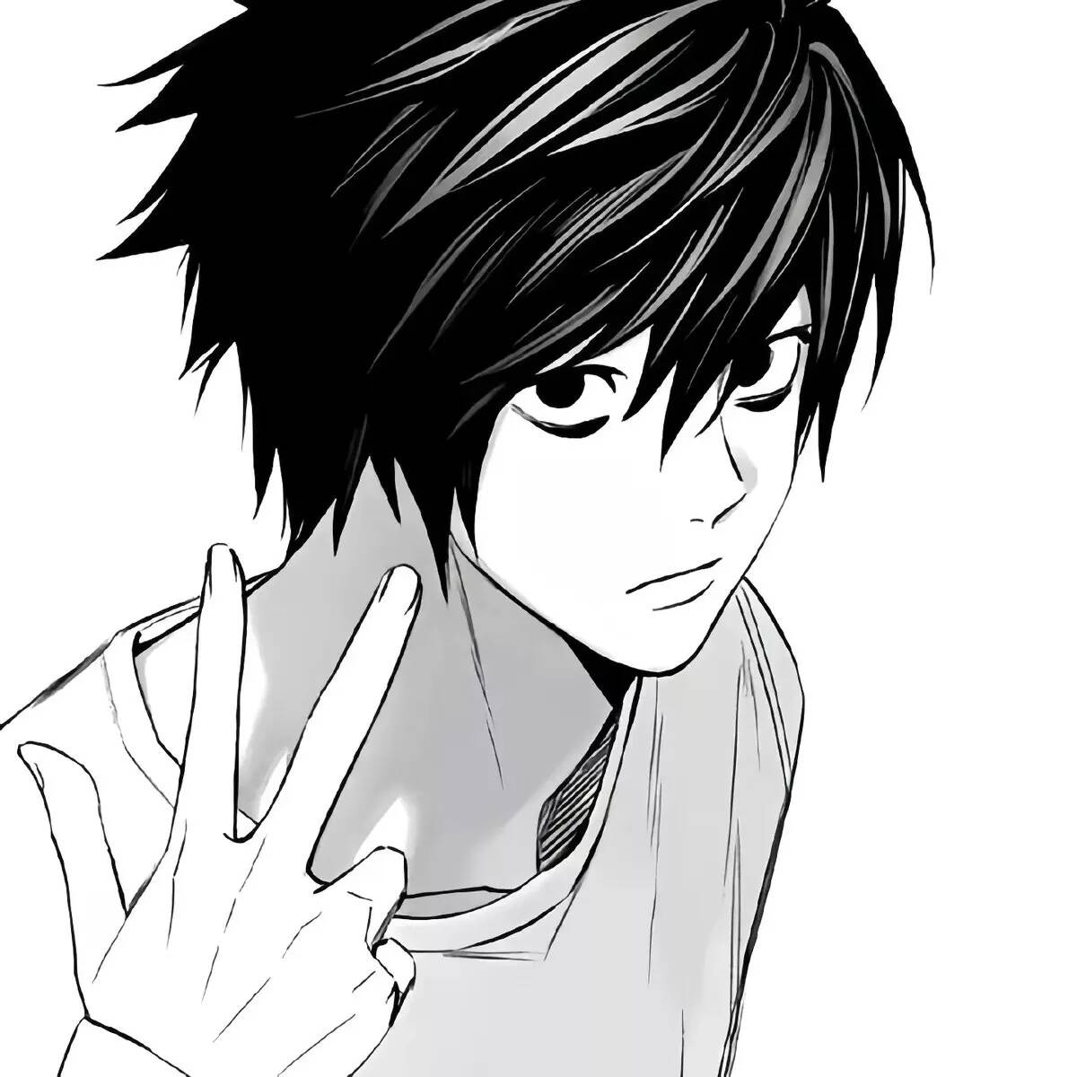 Death Note pfp Profile Picture L Peace Sign Pose