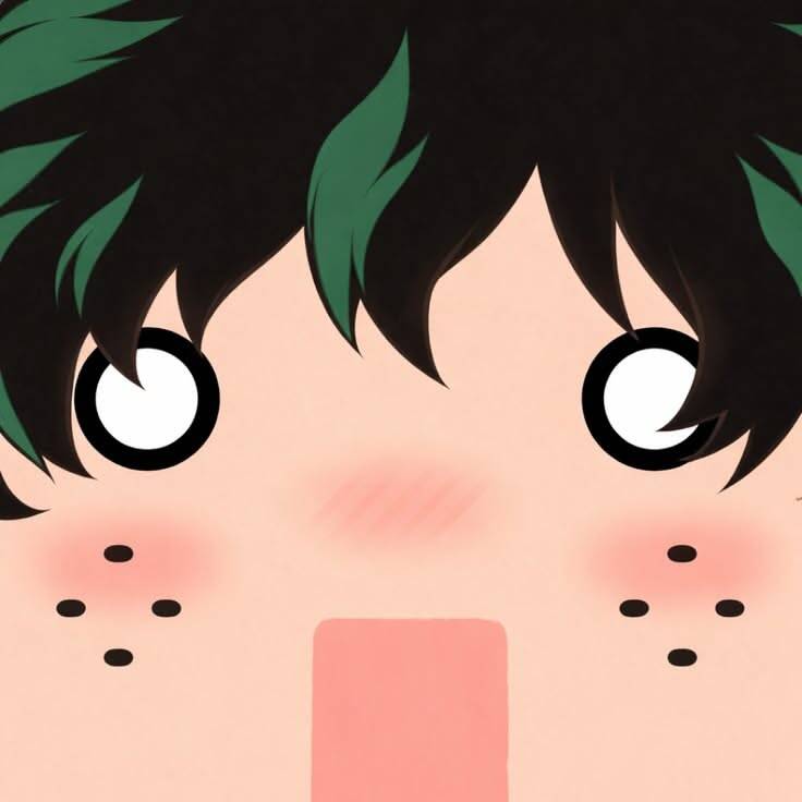 Deku pfp Profile Picture Green Hair Freckles Close Up